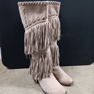 Not Rated Fringe Over the Knee Boots - Taupe
